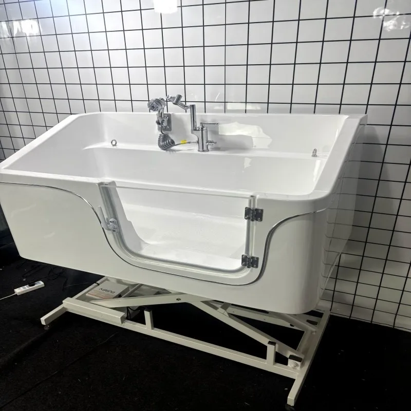 Acrylic Pet Shower Pool with Electric Lifting and Strong Load-Bearing Capacity for Dogs Cats & Small Animals Indoor Use