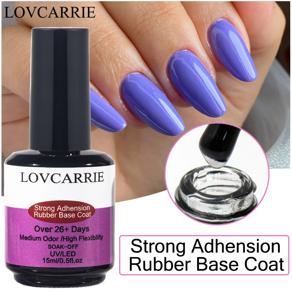 LOVCARRIE Strong Base Coat Gel Nail Polish 15ML Semi Permanent UV/LED Thick Cured Long Lasting Base Primer Filler Gel Varnishes
