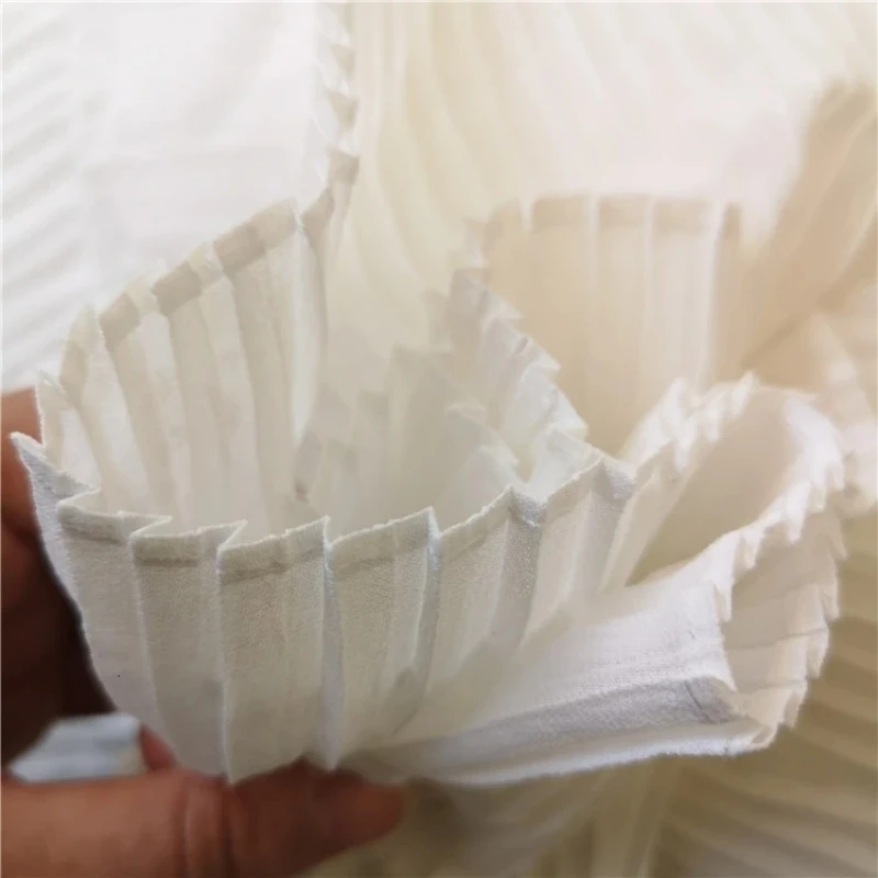 2024 Chiffon Accordion Wrinkled Lace DIY Clothing Skirt Hem Trim Fabric Trendy Clothes Decoration Black And White Dentelle