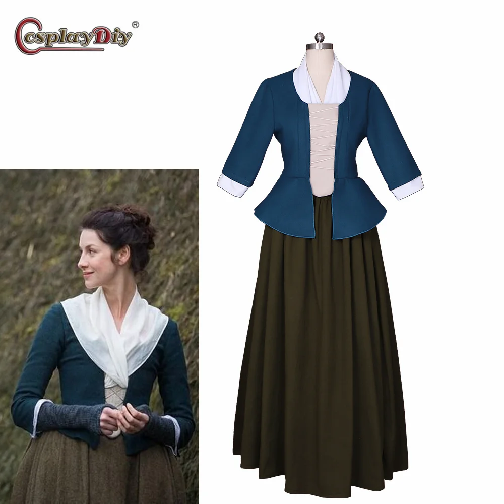 Cosplaydiy Outlander Claire Costume 18th woman riding habit Dress Hunting Dress Cosplay Women Victorian Edwardian suit