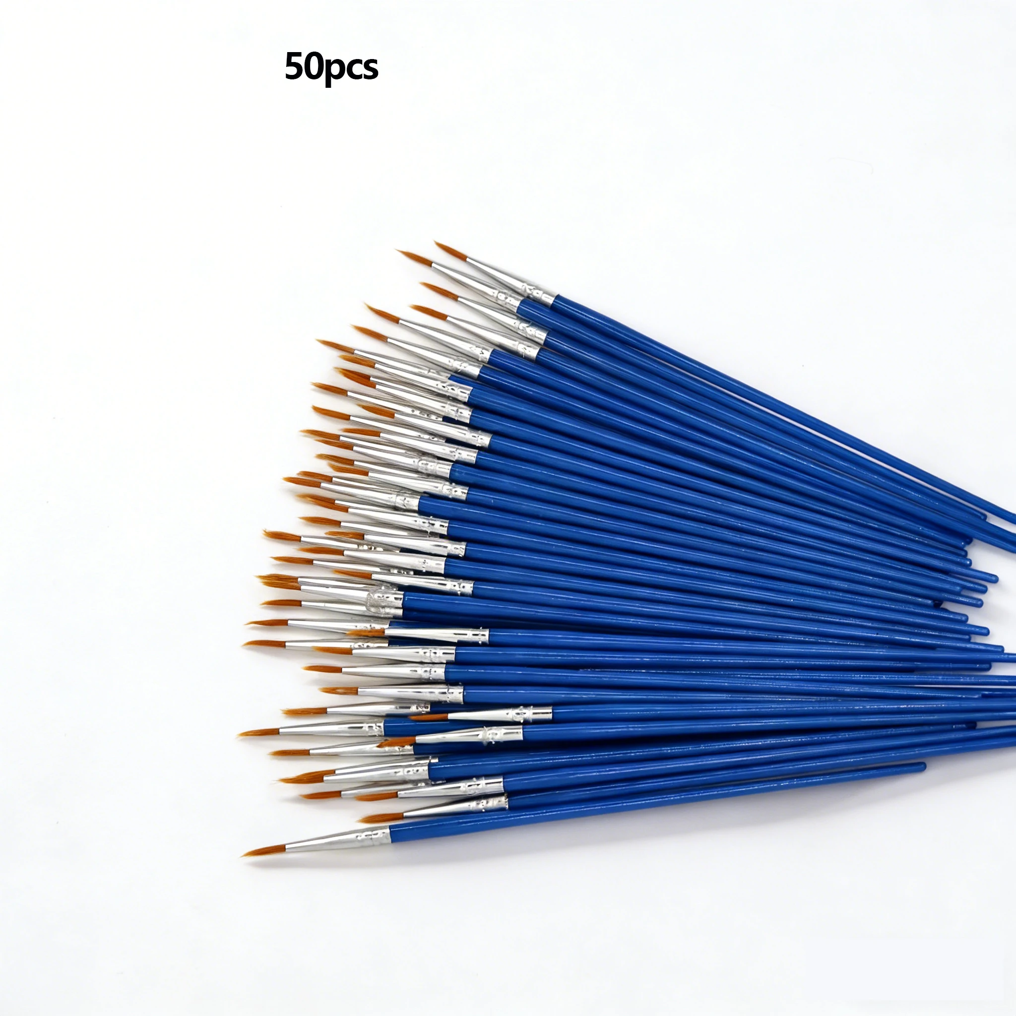 50Pcs/Set Round Paint Brushes Bulk, Small Paint Brushes Set for Miniature Detail Paintting for Acrylic Watercolor Oil and Crafts