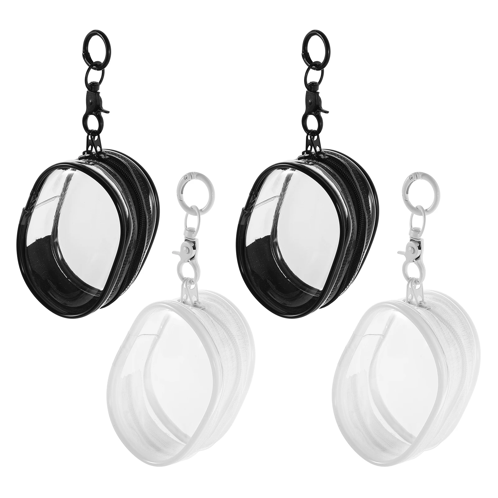 

4pcs Clear Pouch Keychain Transparent Figure Display Dustproof Organizer Portable Mini Carrying Case Hanging Bag