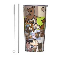 Mr Beans Stainless Steel Tumbler Teddy Bear Travelist Mugs Cup Large Coffee Mug Keep Heat Hot Drinks Milk Tea Water Bottle