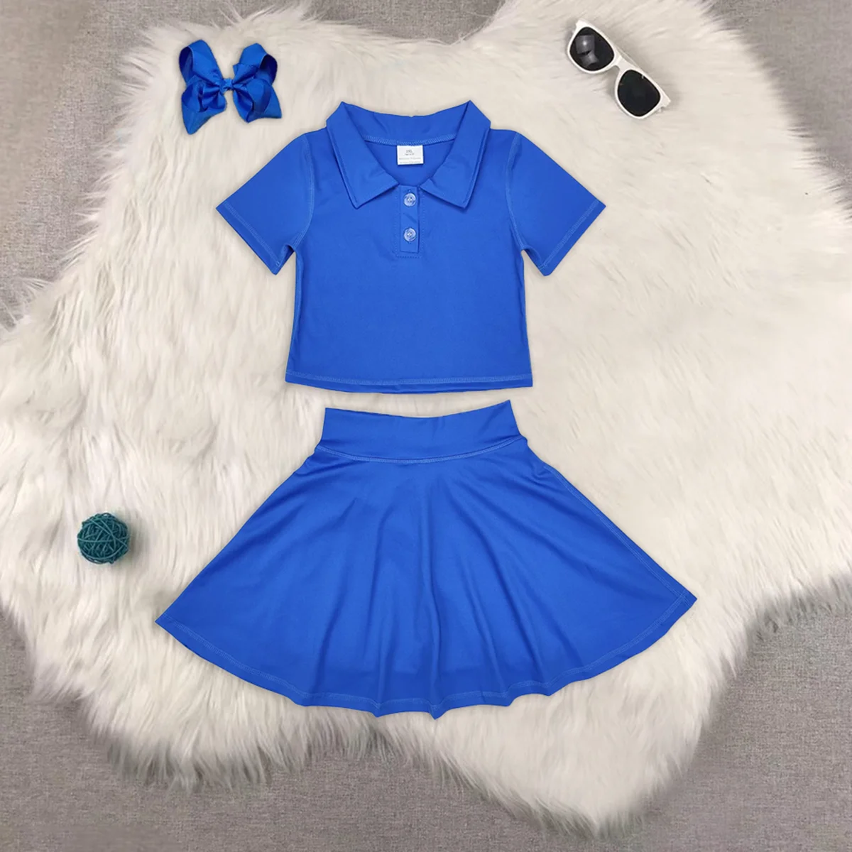 Conjuntos de roupas para bebês e meninas com botões e saia e roupas ativas