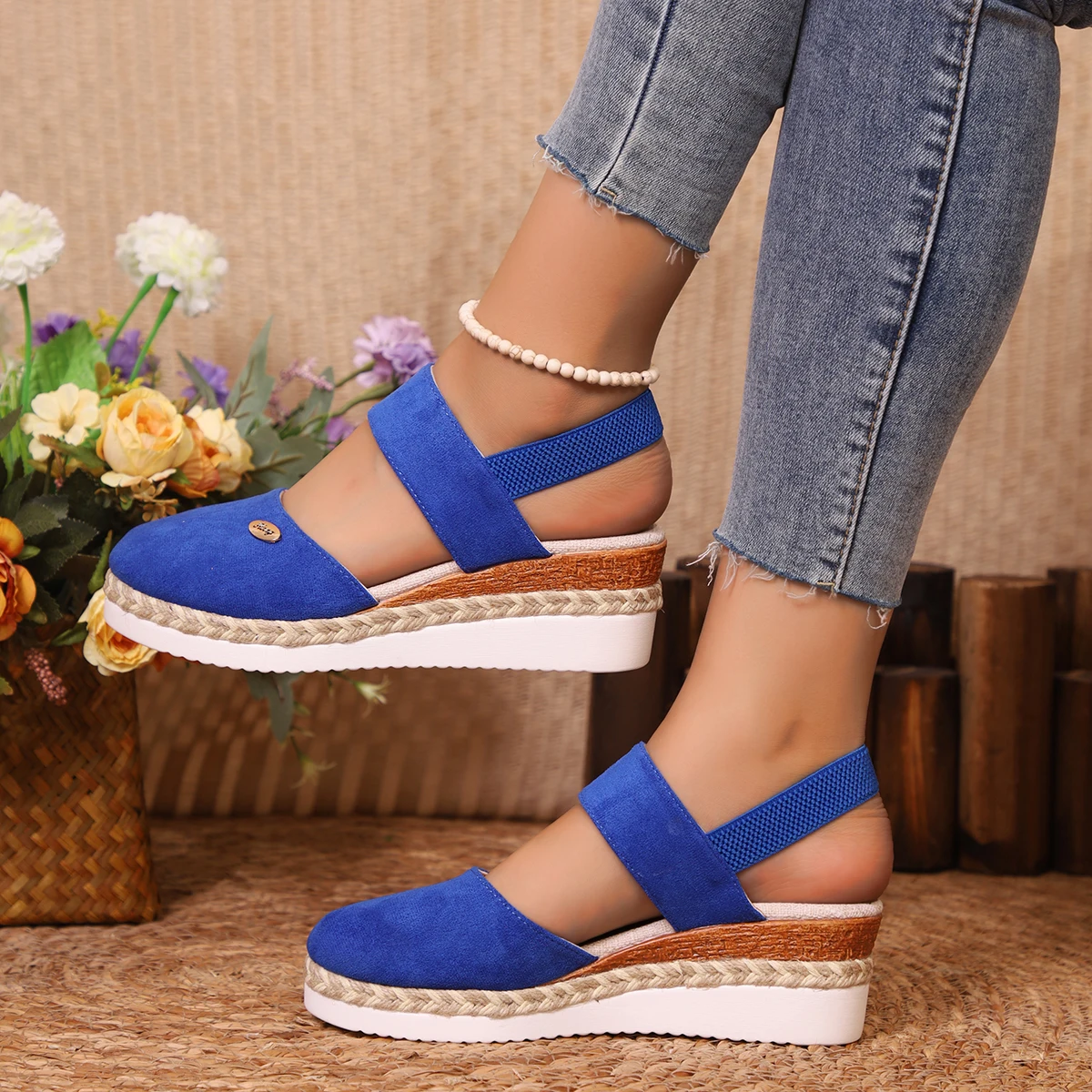 Sandal Wedge Fashion Solid Ter - Espadrille Sandal Women ulasan dan harga