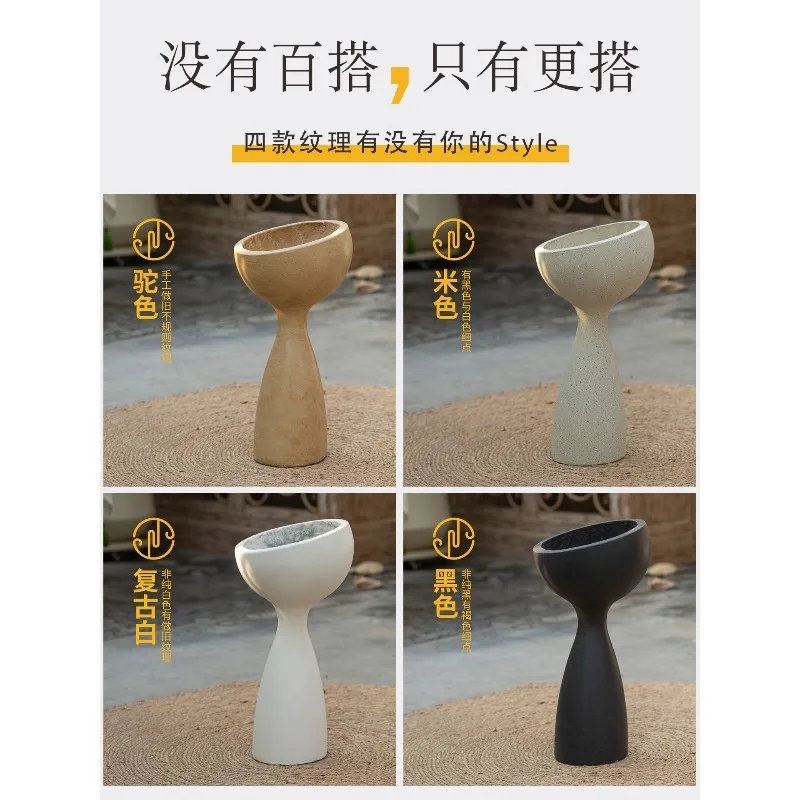 Small waist flower pot creative high foot floor high magnesium mud flower pot French retro Phalaenopsis succulent white large