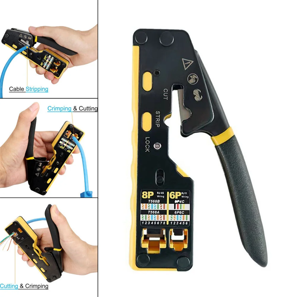 1psc Crimp Tool Pass Through Crimper Cutter For Cat6 Cat5 Cat5e 8P8C Modular Connector Integrated Crimping Tool