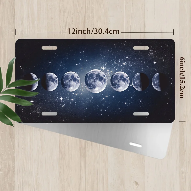 Metal Sign Covers & Frames - Phases of The Moon Design, Polished End, 30.48cm X 15.24cm, Decorative Front Plate Cover for Men &