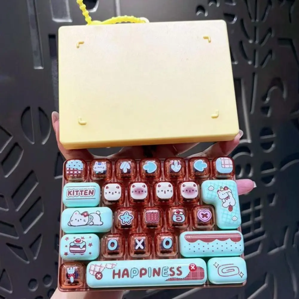 26-Key Decompression Button Transparent Dual-Tone Cute Design Mini Keyboard Pendant Simulation Keyboard Keyboard Keychain