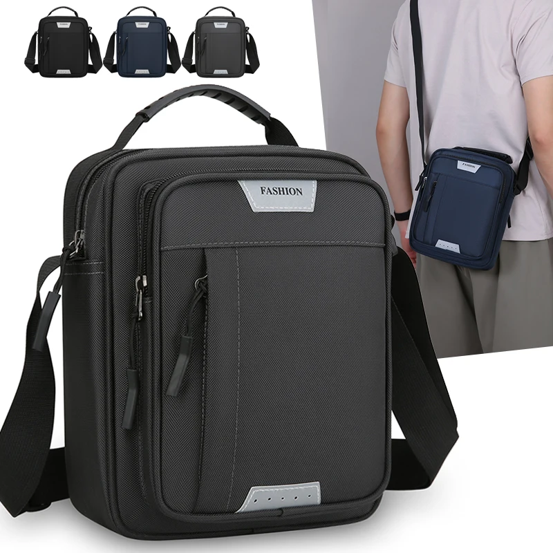Men Messenger Bag Water Resistant Oxford Shoulder Bag Business Office Work Purse with Multiple Compartments and Flap Cover
