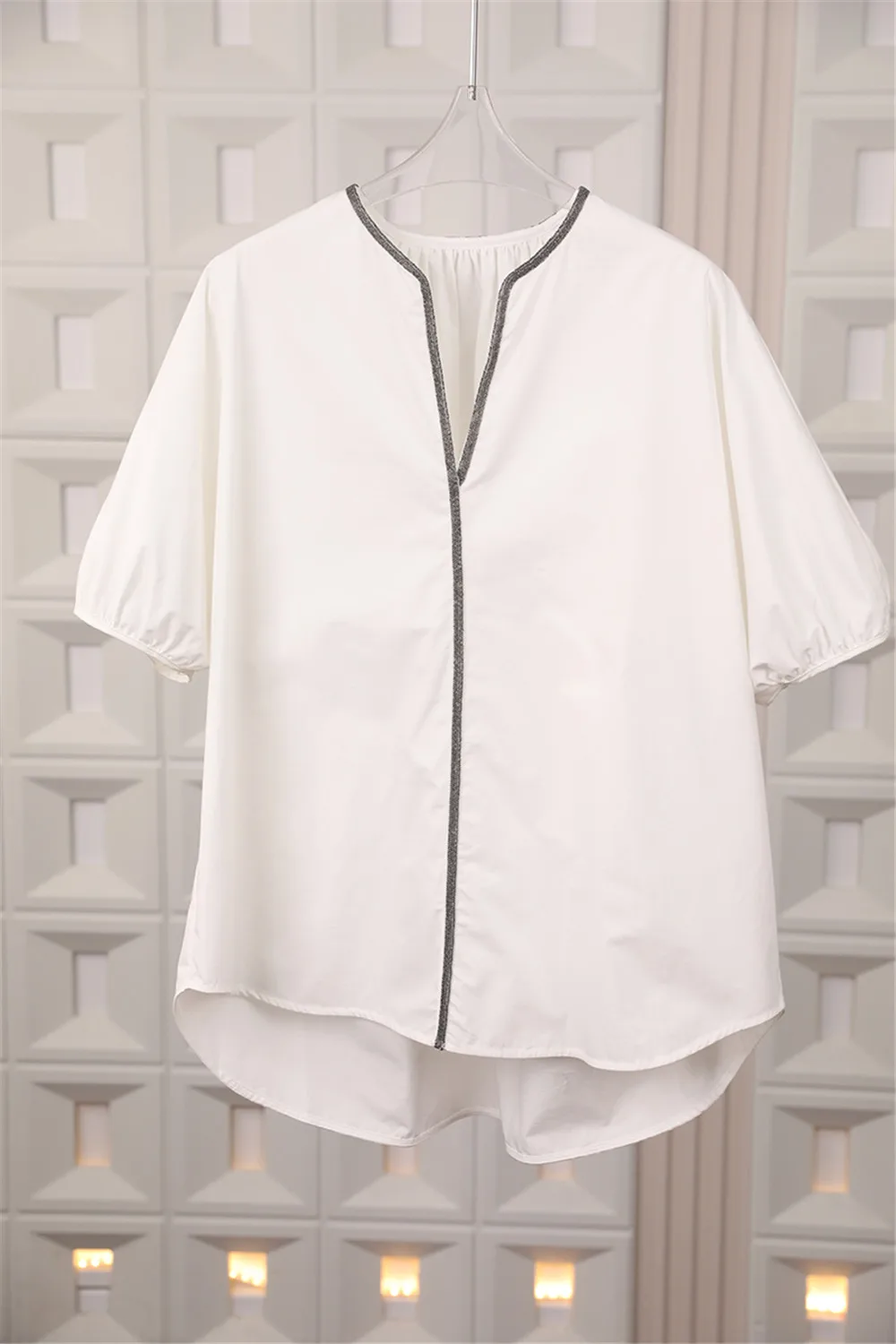 

2025 Summer New Chain Cotton Short Sleeved Shirt Loose And Casual Versatile Women's Top