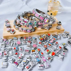 20 Mixed Italian Charm Link Bracelet 9MM Men Women DIY Parts Module Accessories Wholesale