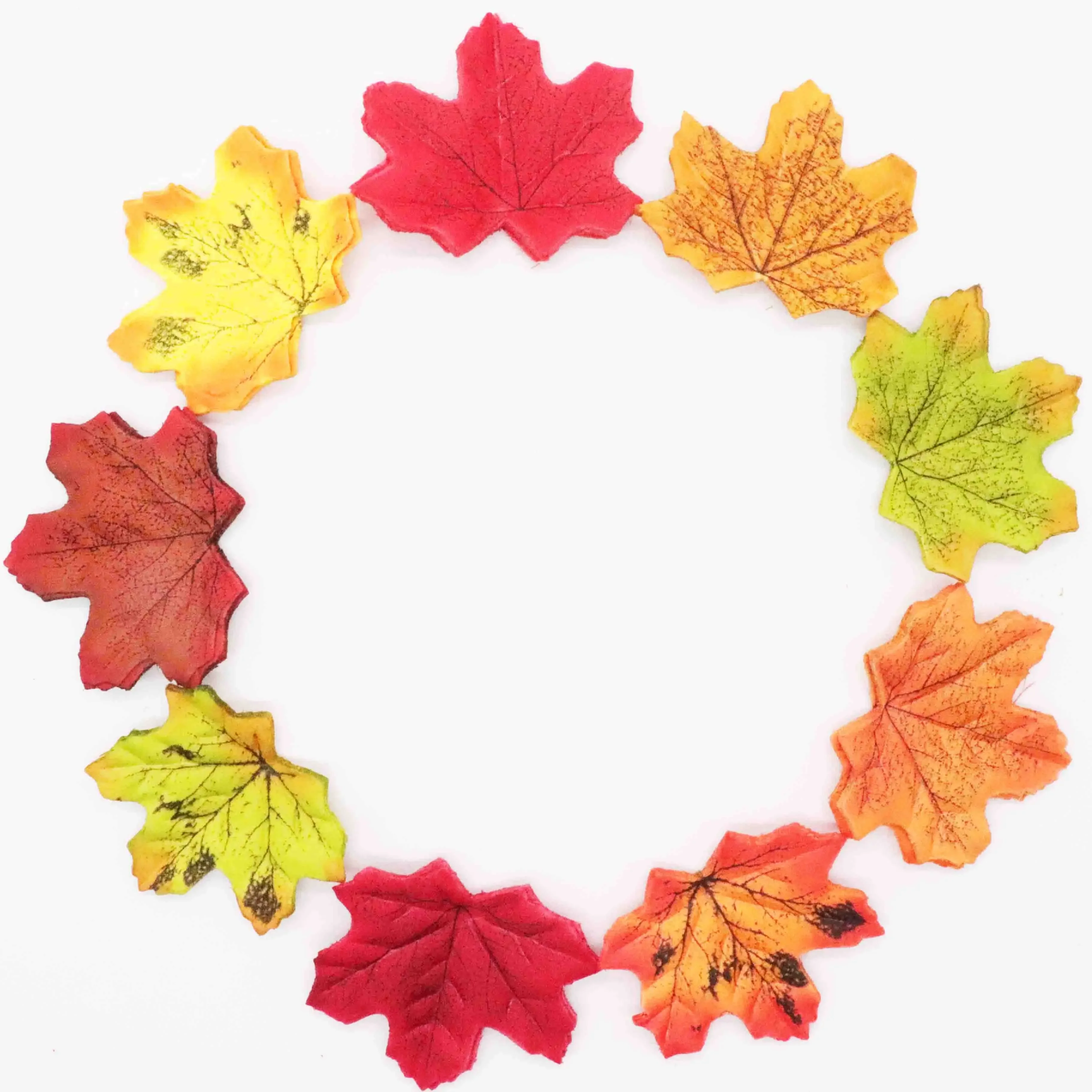 

Top Sale Orange/Green/Yellow 50pcs/set Artificial Maple Leaf Garland Silk Autumn Fall Leaves for Wedding Garden Decor