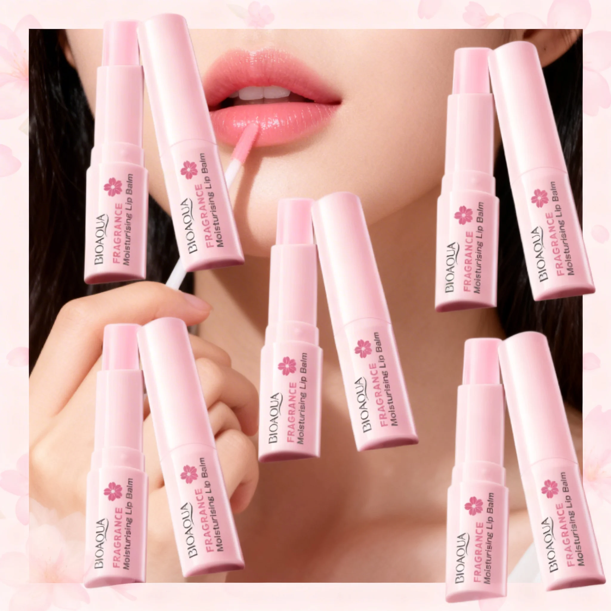 1/3/5PCS BIOAOUA Sakura Fragrance Moisturizing Lip Balm Long-lasting Moisturizing Lipstick Temperature Change Color Makeup