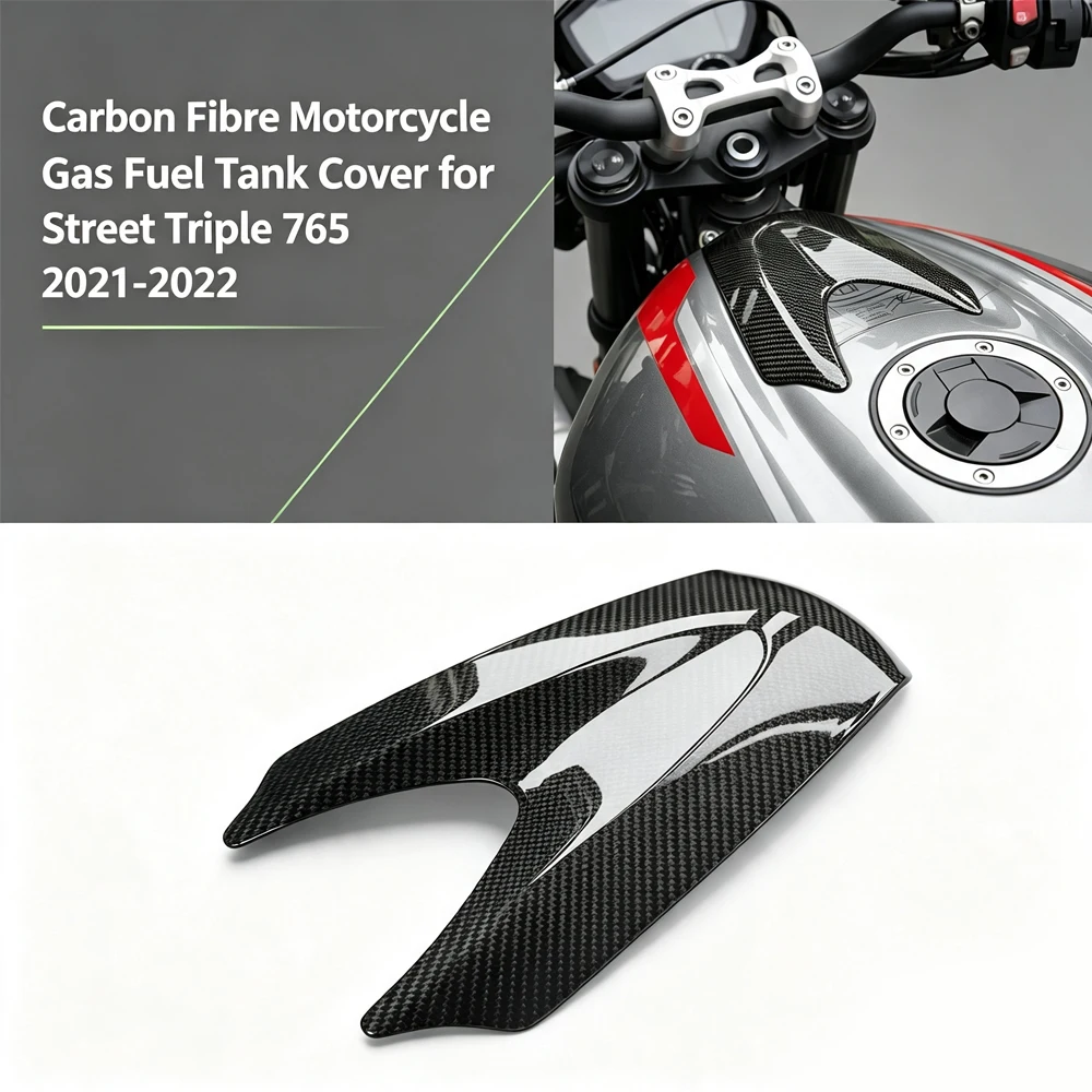 Carbon fiber motorcycle gas tank cover for 2021-2022 Triumph Street Triple 765 2