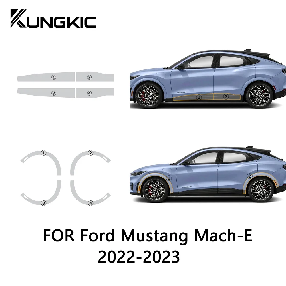 TPU For Ford Mustang Mach-E GT 2022 2023 Accessories Side Skirt Styling Protection Film Wheel Eyebrow Film Car Door Stickers