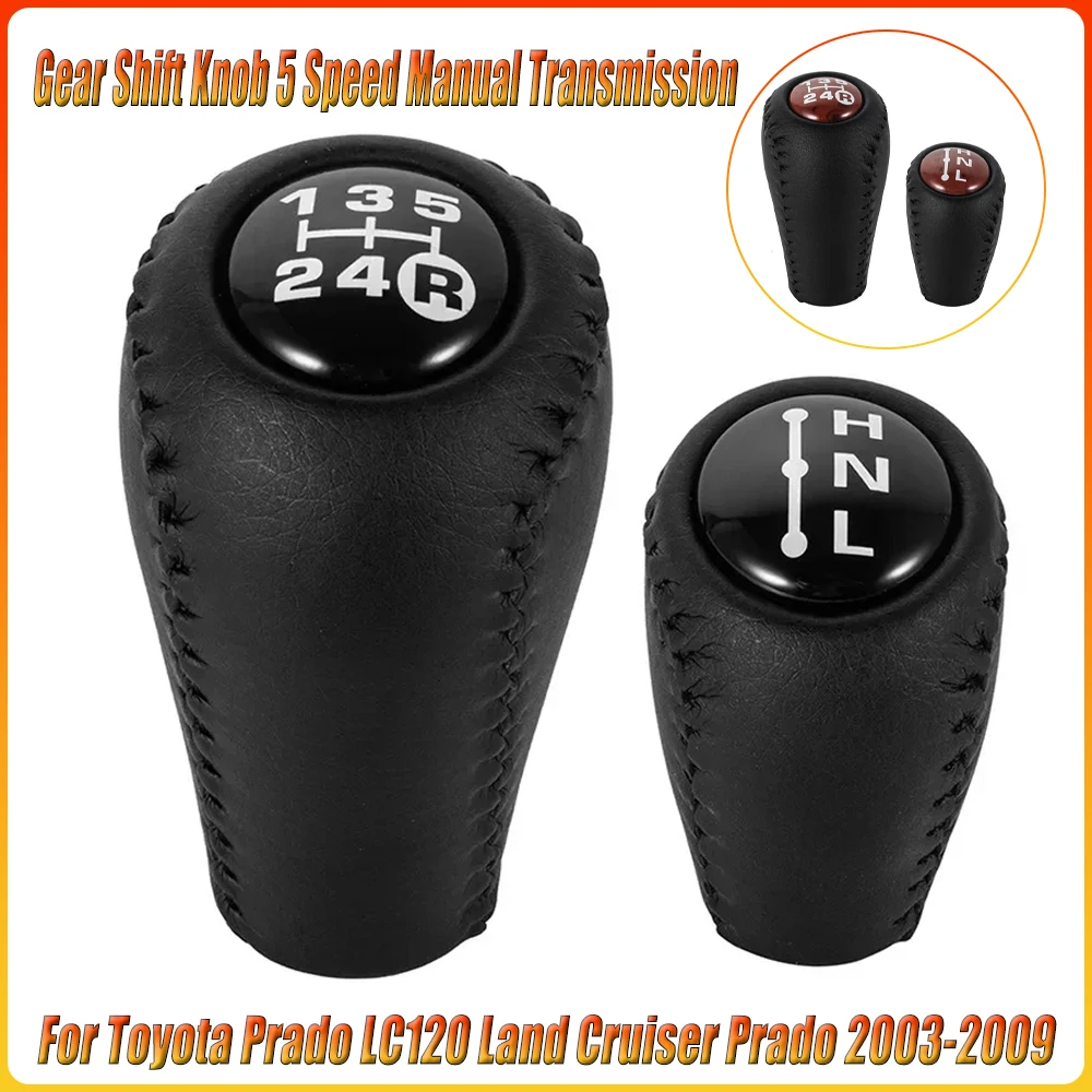Ajuste para Toyota Prado LC120 Land Cruiser Prado 2003-2009 perilla de palanca de cambios transmisión Manual de 5 velocidades cambio de marchas de transferencia de cuero