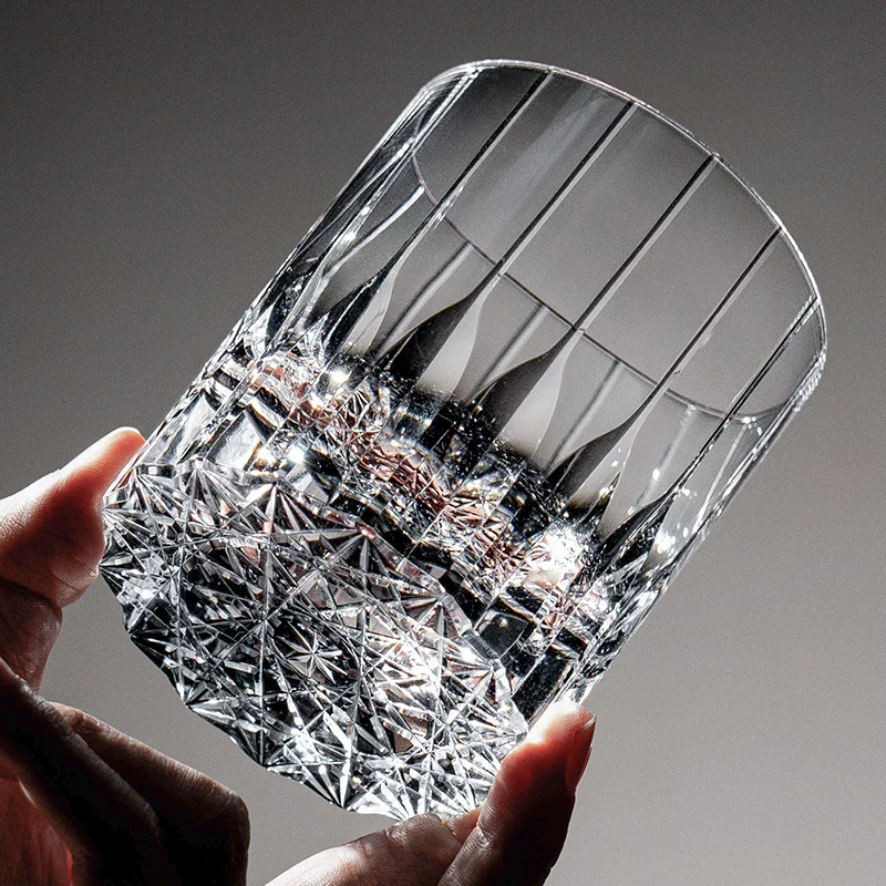 Classic Wheat Awn Whiskey Glass Hand Engraving Crystal Old Fashion Lowball Whisky XO Tumbler Liquor Cup Husband's Gift