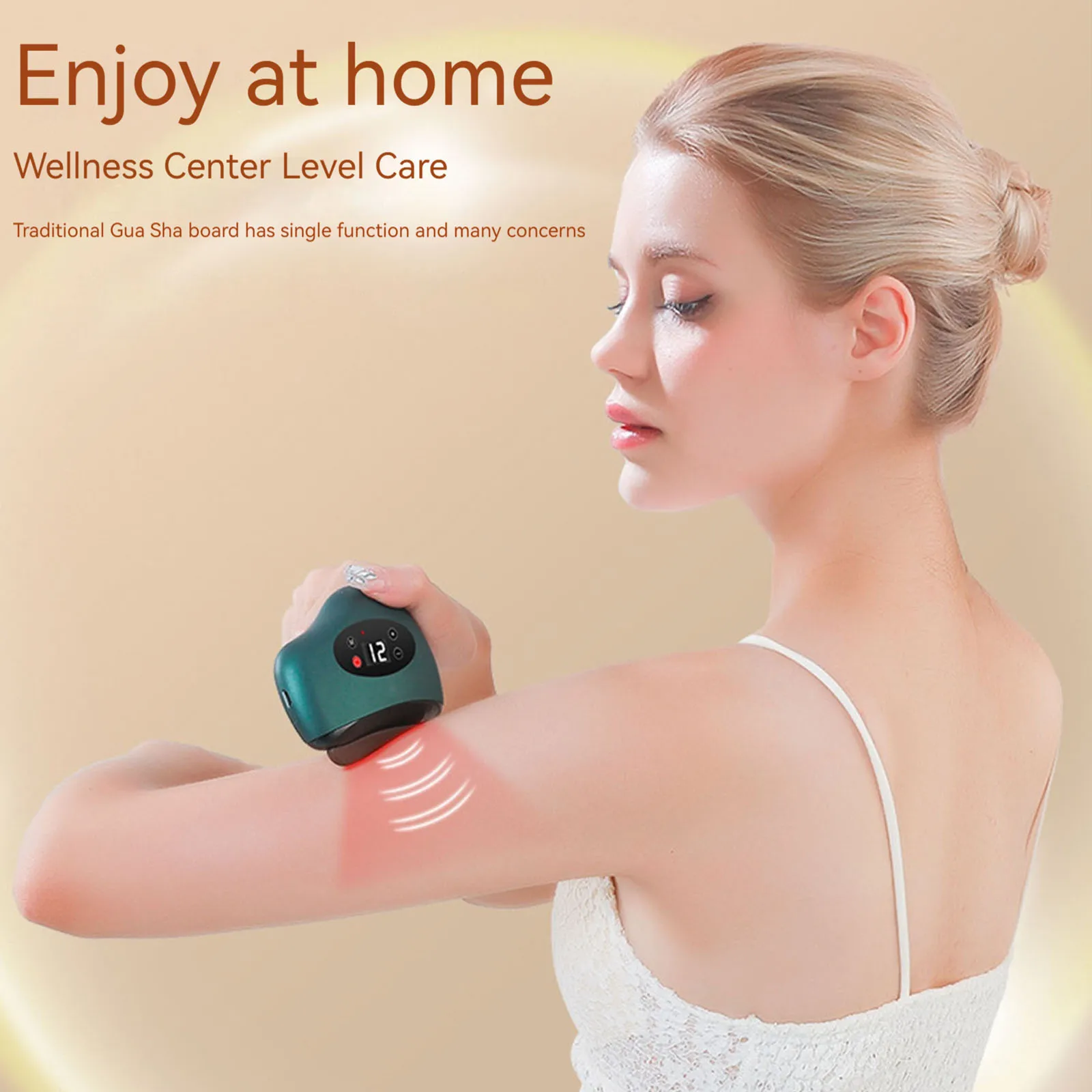 เครื่องมือขูดไฟฟ้า น้ำหนักเบา แผ่นขูดเบียนสโตน ชาร์จผ่าน USB ประคบร้อน เครื่องนวดตา กำจัดริ้วรอย