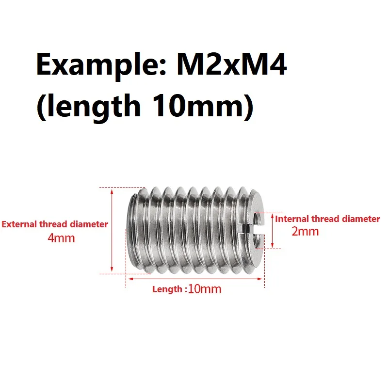 M2 M2.5 M3 M4 M5 M6 M8 M10 M12 Slotted Inside Outside Self Tapping Thread Insert Adapter Screw Nuts Sleeve Converter Nut