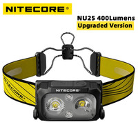 NITECORE NU25 V2.0 Headlamp 400 Lumen Upgraded Headlight USB-C Rechargeable Three Light Source Output Dual Beam Built-in Battery