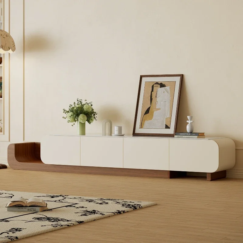 Maker/French microcrystalline stone retractable TV cabinet, light luxury and high-end floor, living room home TV cabinet