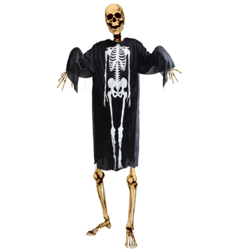 Scary Skeleton Print Costume with Long Sleeve Halloween Death Costume for for Kids Boy Girl Halloween Death Costume