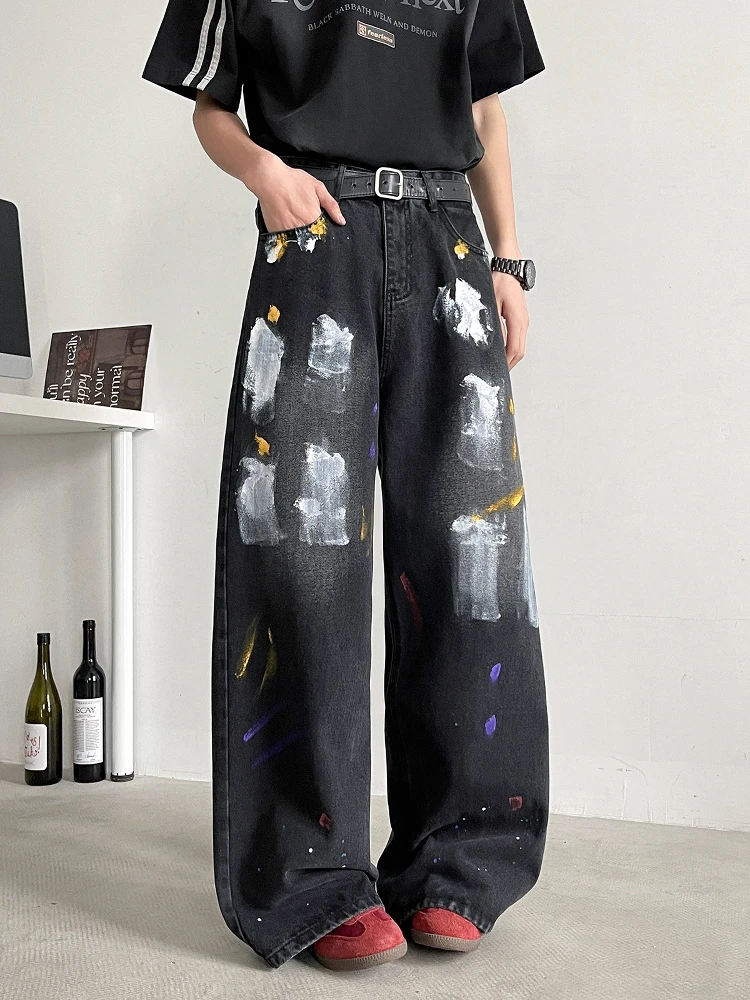 

Джинсы мужские прямые свободного кроя в американском стиле, повседневные, модные, винтажные, для молодежи, в стиле High Street, весна-осень