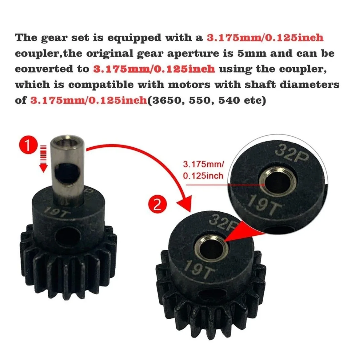 Hardened Steel 54T Spur Gear 0.8 32P 3956 and 15T 17T 19T Pinion Gear for 1/10 Traxxas Slash 4X4 VXL Stampede Rustler Upgrades