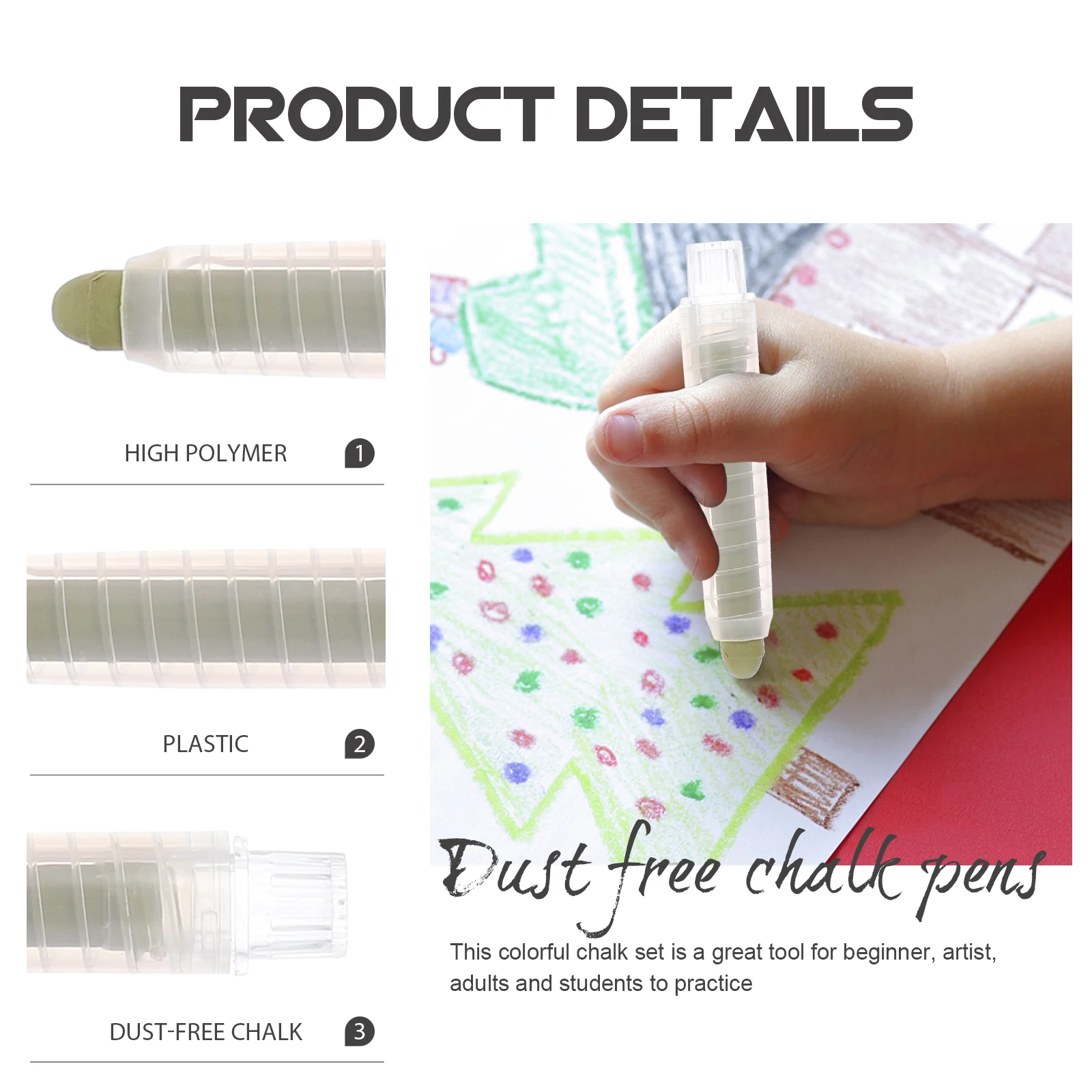 

12pcs Colored Dust Free Solid Pen Erasable Chalks For Chalkboard Drawing Multi-Function Household Teacher Sidewalk Chalk Pen