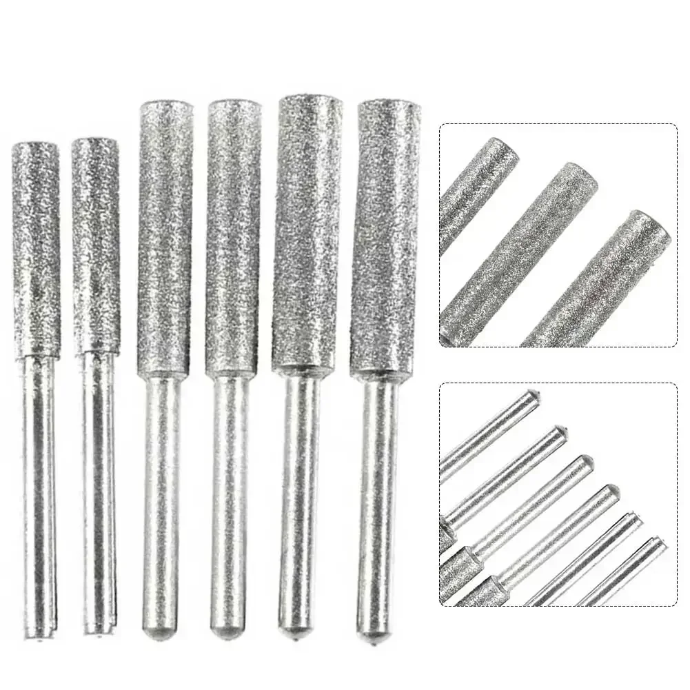 4mm 4.8mm 5mm Affilatrice per motoseghe Lima per pietra Affilatura per sega a catena Intaglio Rettifica Utensili elettrici Frese cilindriche rivestite diamantate