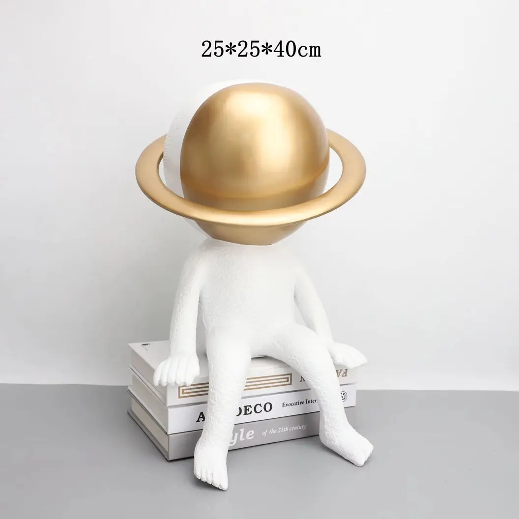 Modern Saturn Astronaut Resin Ornament, Aesthetic Spaceman Figurine for Kids Room&Showroom Tabletop Contemporary HomeDecor Gift