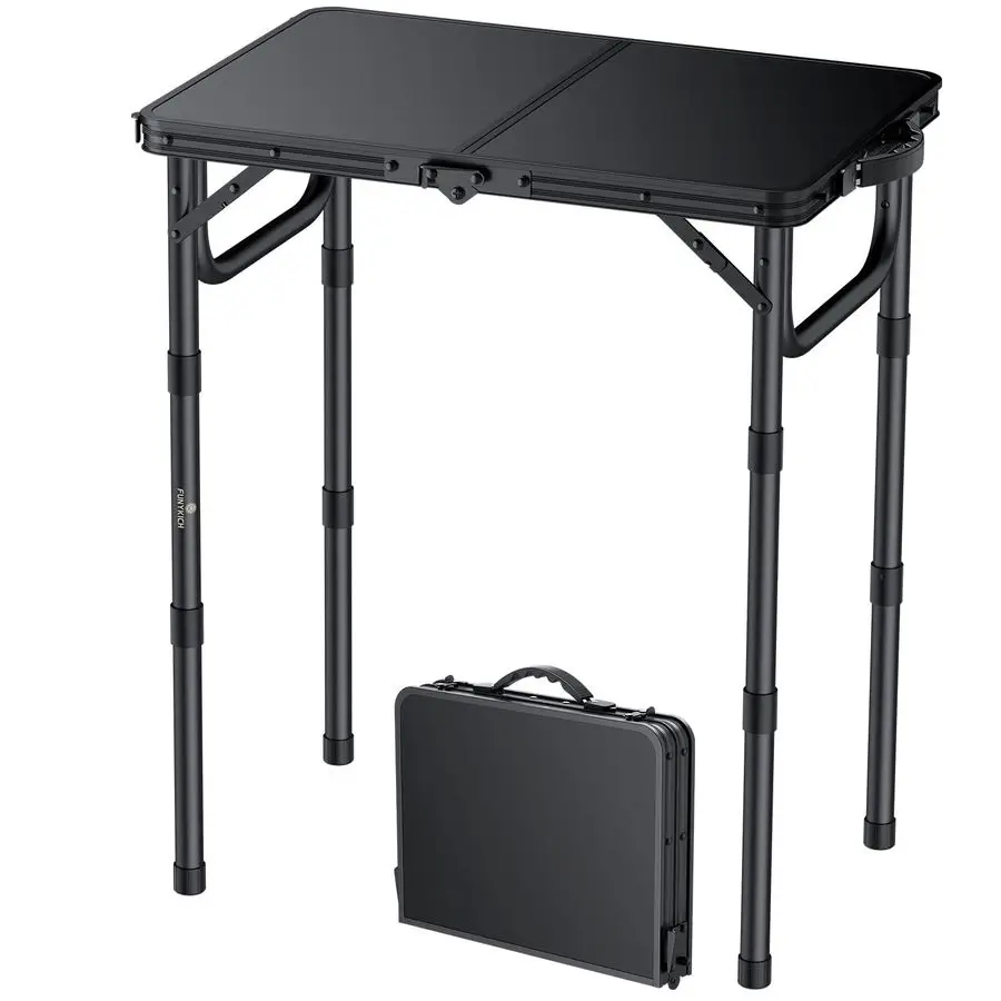 

2ft Small Folding Camping Table22.8 Lx15.7 W, 3 Height Adjustable Portable Picnic Table, Lightweight Aluminum Outdoor Table with