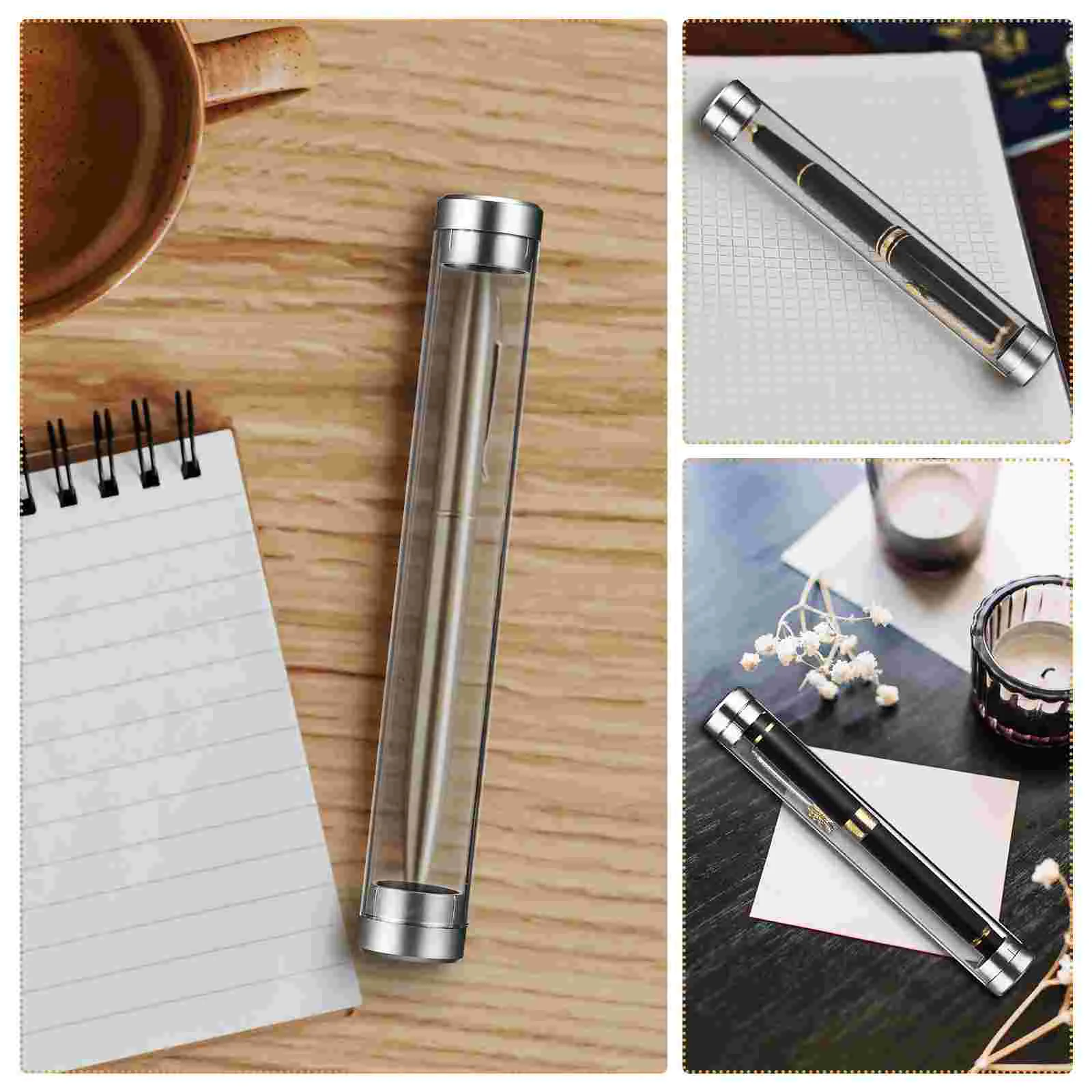 10 Pcs Acrylic Pen Cases Clear Empty Single Pen Display Storage Cases Cylinder Tube Ballpoint Pen Holders