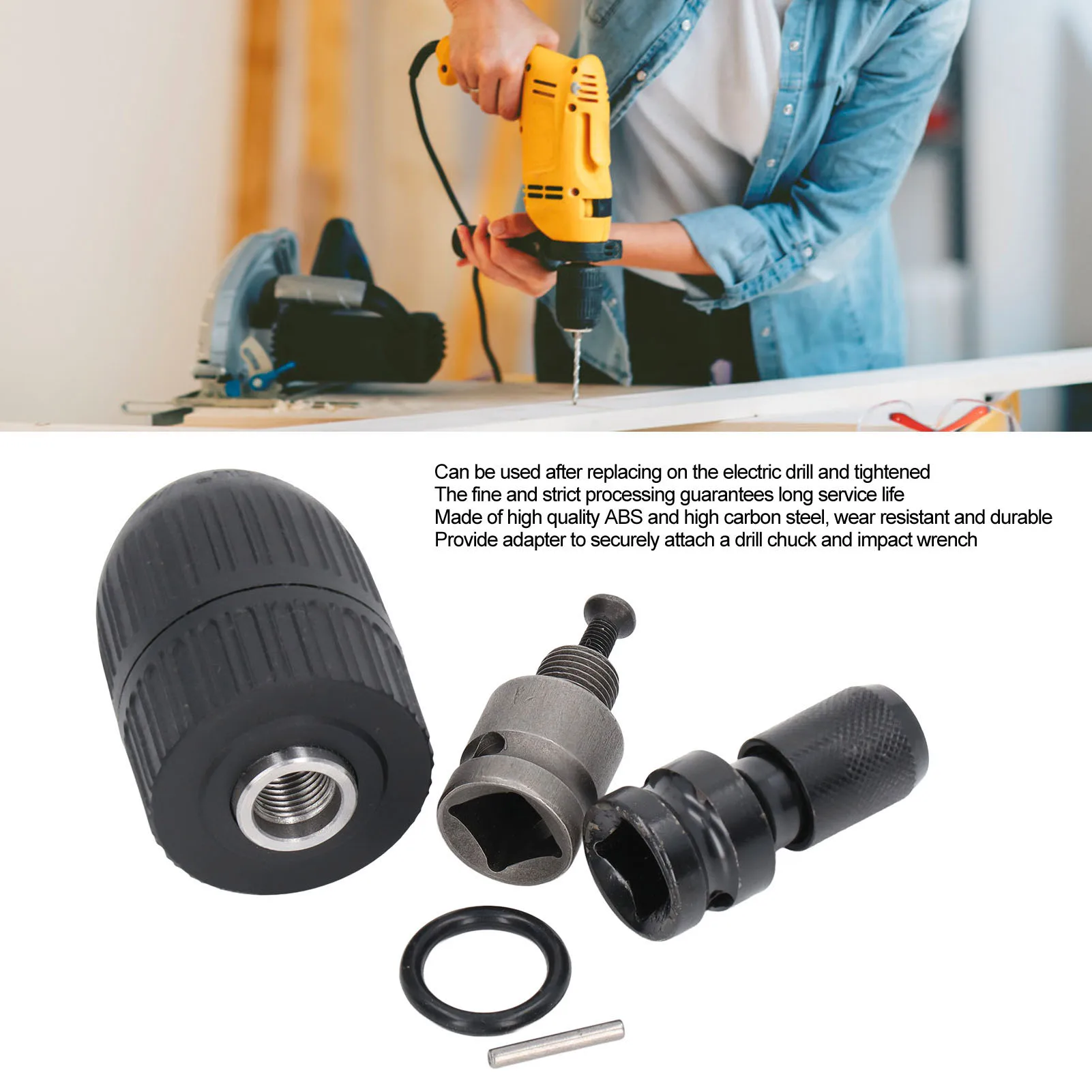 Self Tighten Drill Chuck Self Locking Keyless Electric  Wrench Drill Chuck with 1/2in 20UNF Thread Keyless Drill Chuck