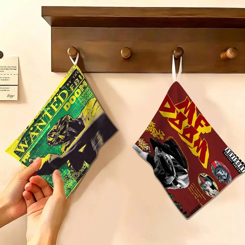 Hip Hop Rapper MF Doom Polyester Cotton Hand Wiping Towel with Hanging Loop, Lightweight for Home and Commercial Use