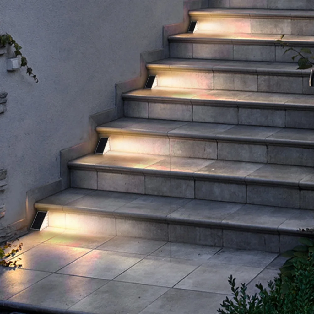 4/2Pack LED Step Lamp Stair Light Outdoor IP67 Waterproof Solar Lights With Lens Anti-theft Design Decor For Garden Deck Path