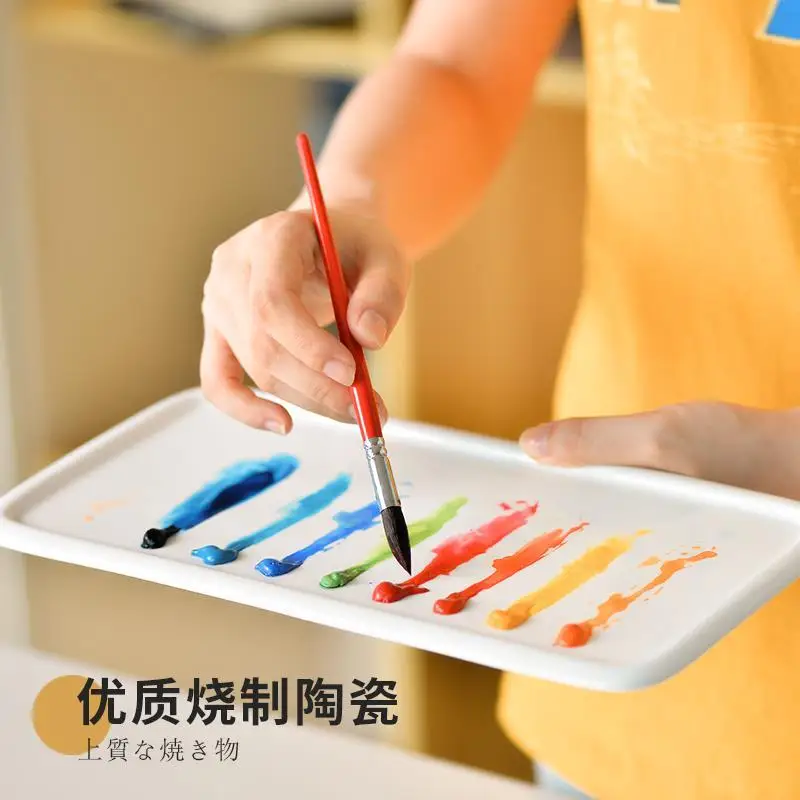 

New Ceramic Palette Watercolor Palette Oil Painting Chinese Painting Paint White Porcelain Palette for Art Painting Supplies