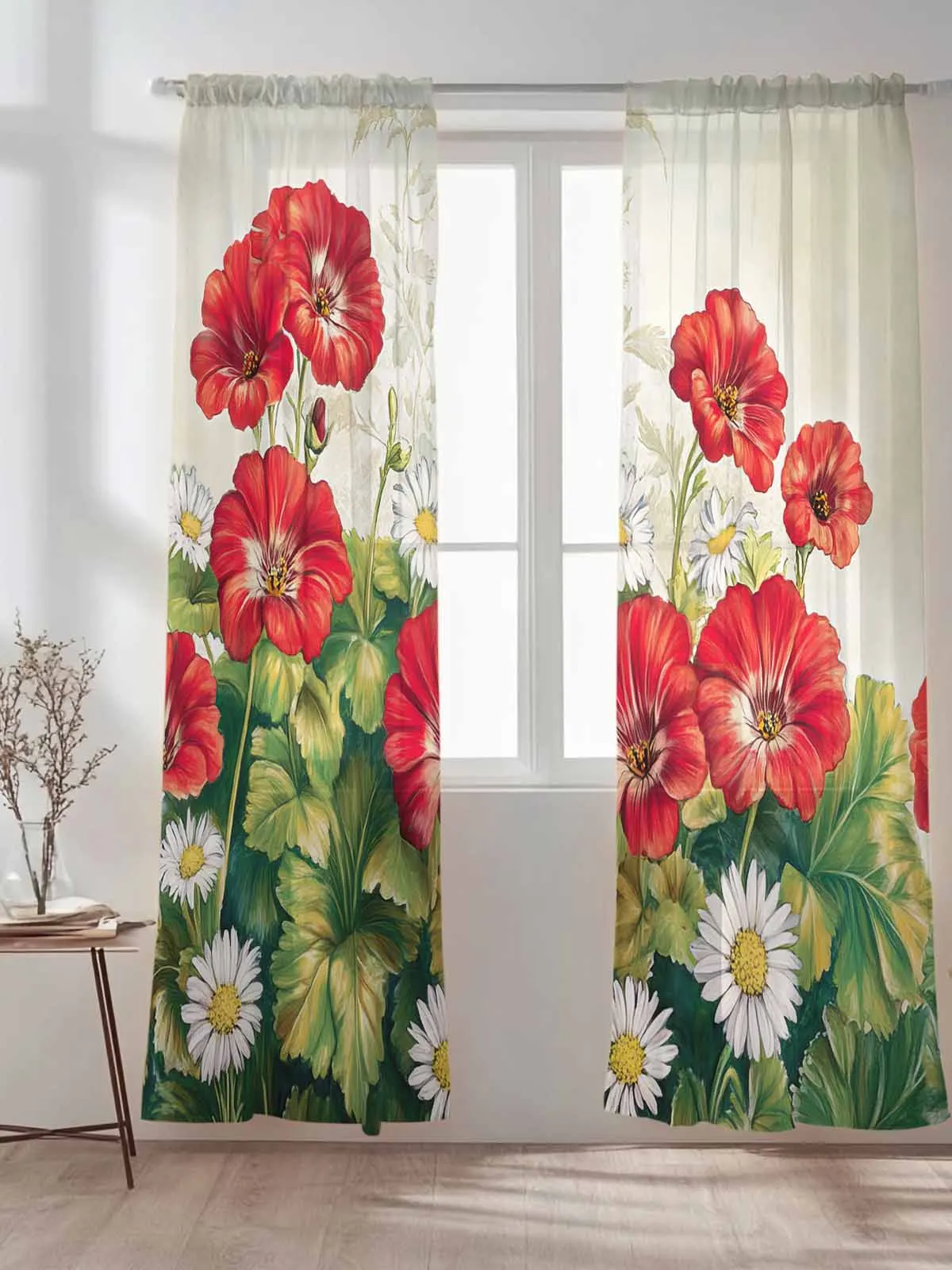 

Flowers Retro Letters Curtains For Living Room Window Voile Tulle Curtain Cortinas Drapes Home Decor