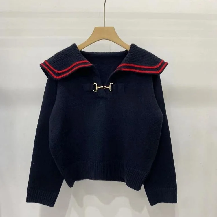 

MaSandeS Autumn 2023 Women's Knitted Long Sve Crew Ne Pullover Top Ele Sle Casual Commute Faion PU Material