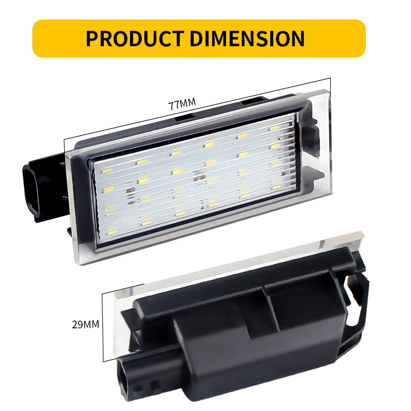 2PCS LED Number License Plate Light for Renault Clio/Espace/Duster/Laguna/Megane/Trafic/Twingo OEM#8200480127 Canbus Error Free