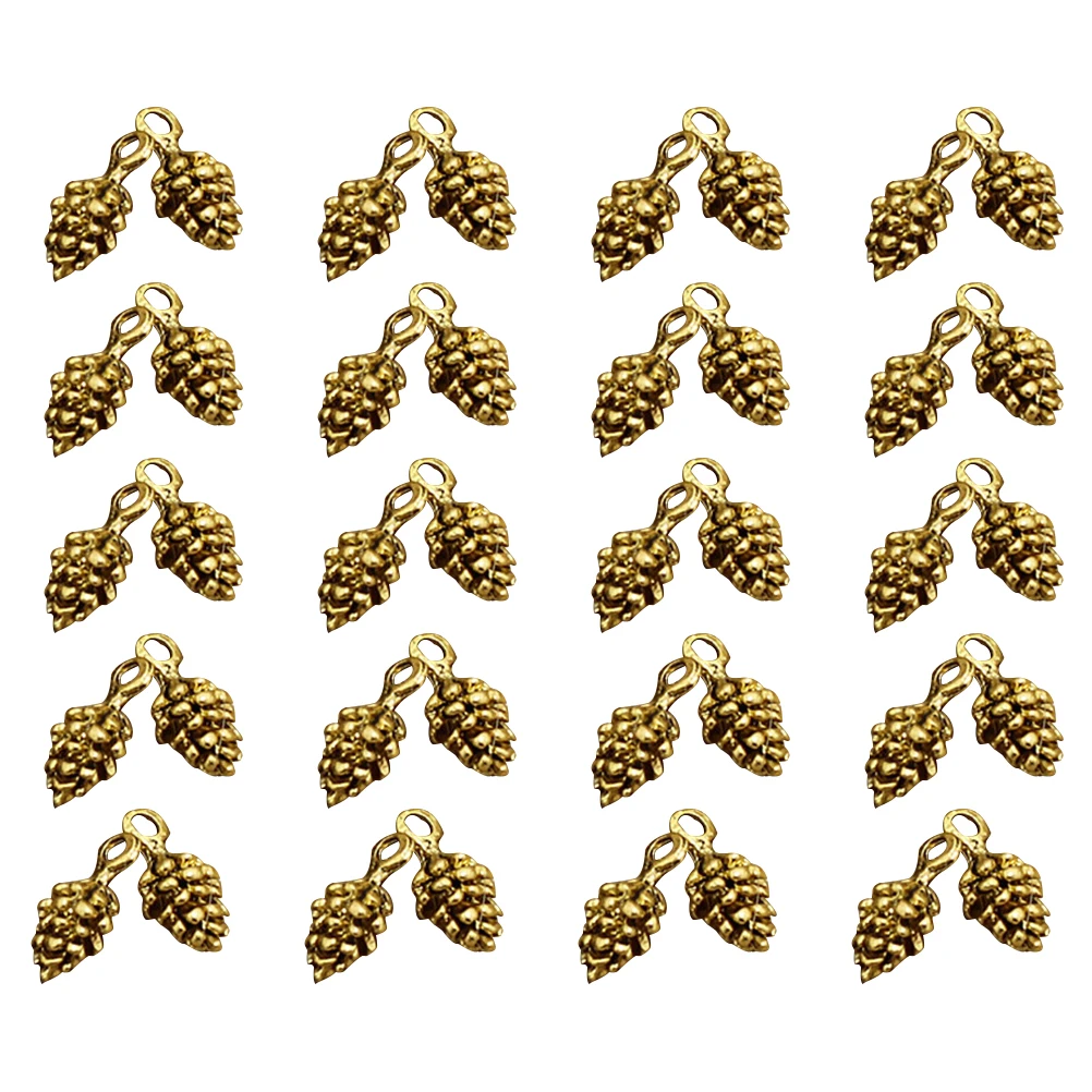 

50pcs Pine Cone Pendants Vintage Alloy DIY Christmas Jewelry Necklace Charms Bracelet Earrings Accessories Holiday Gifts