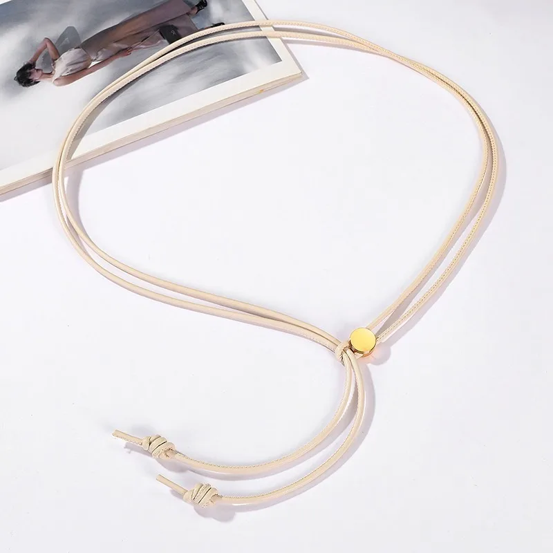 حزام لفستان قميص علوي رفيع حبل أنيق للنساء قابل للتعديل حزام خصر من الجلد المقلد حزام جلد تقليد متعدد الاستخدامات