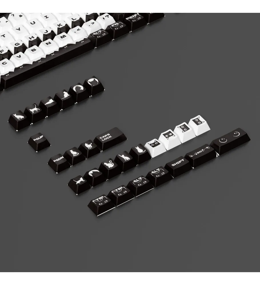 Black cat keycaps advanced sense PBT hot sublimation original factory high personality mechanical keyboard keycaps full set