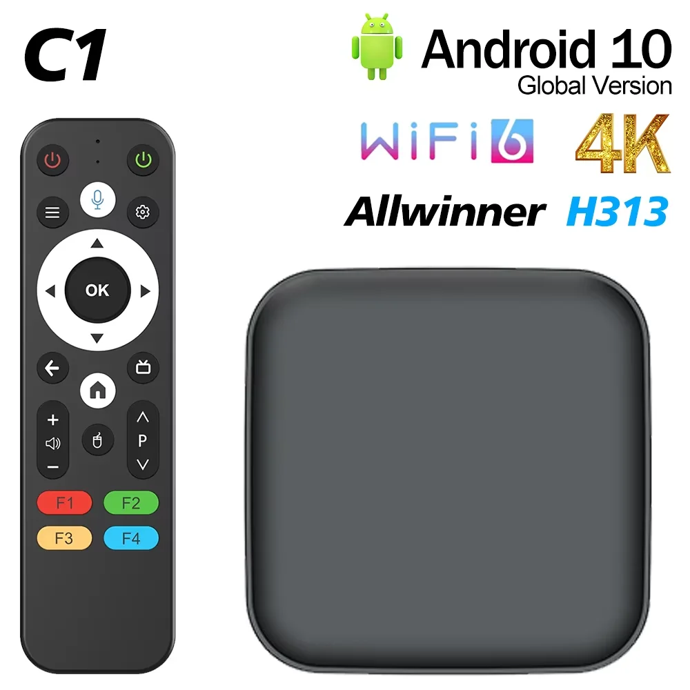 الأصلي Tanix C1 صندوق التلفزيون الذكي Allwinner H313 رباعية النوى 2.4G 5G WIFI6 CooTV مشغل الوسائط 4K HDR Android10 HDR فك التشفير