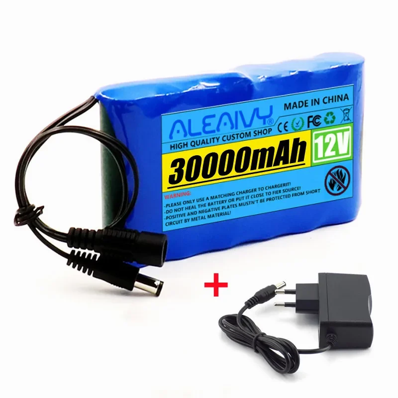 Nuova batteria portatile Super 12V 30000mah batteria ricaricabile agli ioni di litio capacità DC 12.6v 30Ah CCTV Cam Monitor + caricabatterie