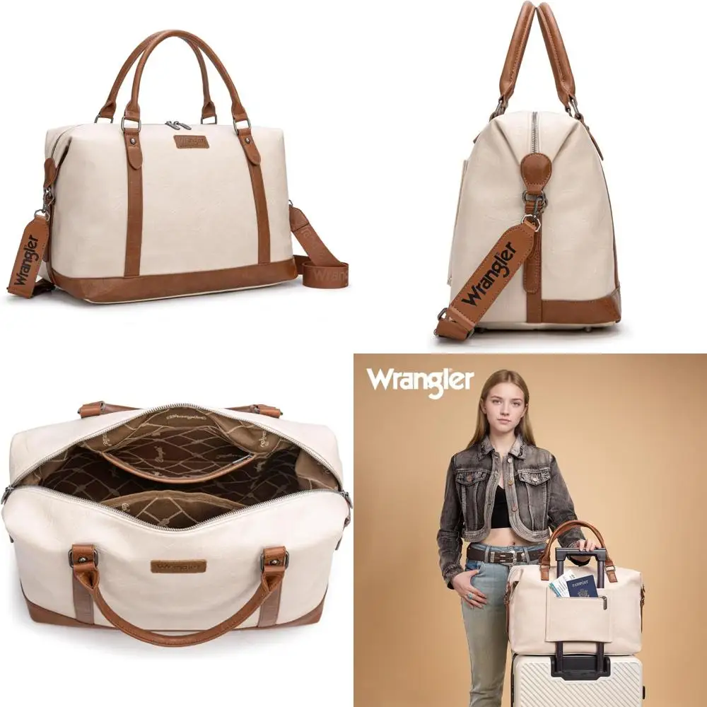 

Водонепроницаемая большая спортивная сумка Weekender для женщин — ручная кладь для путешествий, спортзала, поездок на ночь, бежевый