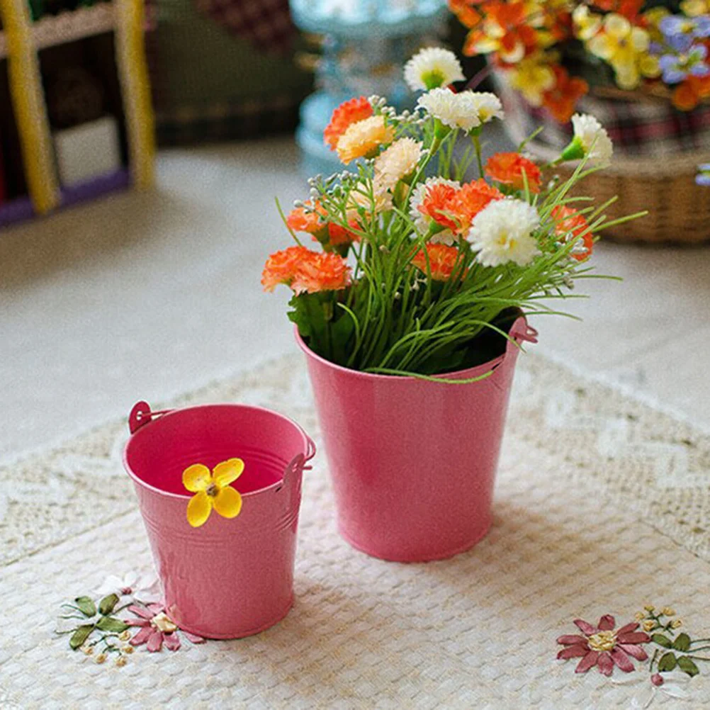 

8Pcs Metal Bucket Flower Pots Hanging Balcony Garden Wall Planters Eye-Catching Display Flower Bucket Plant Pots