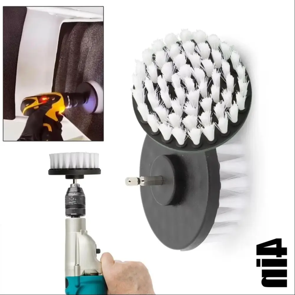 1pc Soft Drill Brush Attachment 4inch For Cleaning Carpet & Leather And Upholstery Glass Car Tires Electric Scrubber Drill