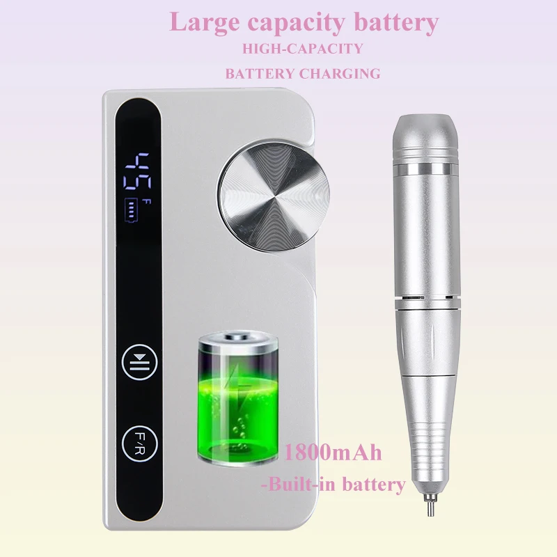 45000RPM, 전문 전기 네일 드릴 머신, 충전식 네일 폴리셔, 저소음 네일 샌딩기 파일, 매니큐어 살롱 도구